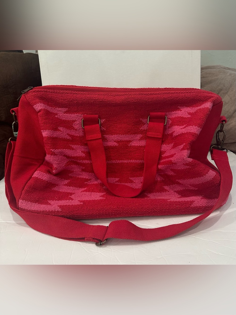 Panache Apparel Aztec Duffle Bag Red And Pink